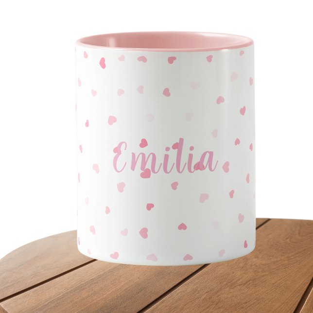 Rosa Herzmädchen personalisiert Tasse (Von Creator hochgeladen)