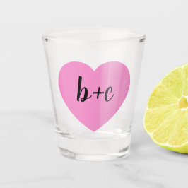 rosa Herzmonogramm Schnapsglas