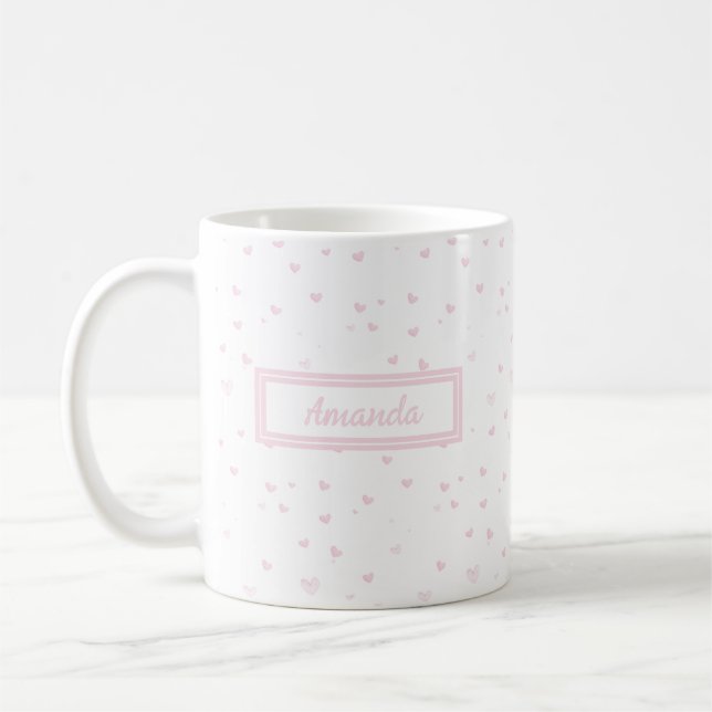 Rosa Herzmuster Giro Romantische Wasserfarbe Kaffeetasse (Links)