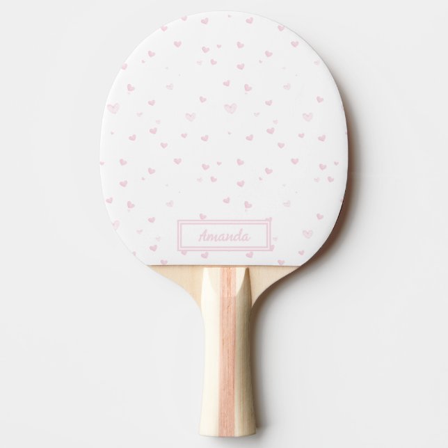 Rosa Herzmuster Giro Romantische Wasserfarbe Tischtennis Schläger (Vorderseite)