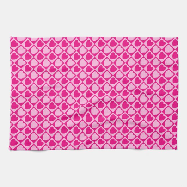 Rosa Herzmuster Handtuch (Horizontal)