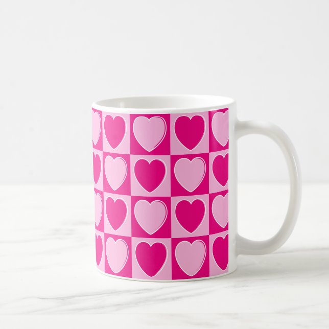 Rosa Herzmuster Kaffeetasse (Rechts)