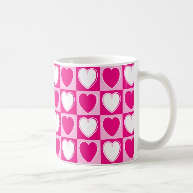Rosa Herzmuster Kaffeetasse (Rechts)