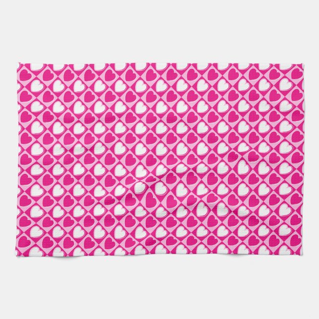 Rosa Herzmuster Küchentuch (Horizontal)
