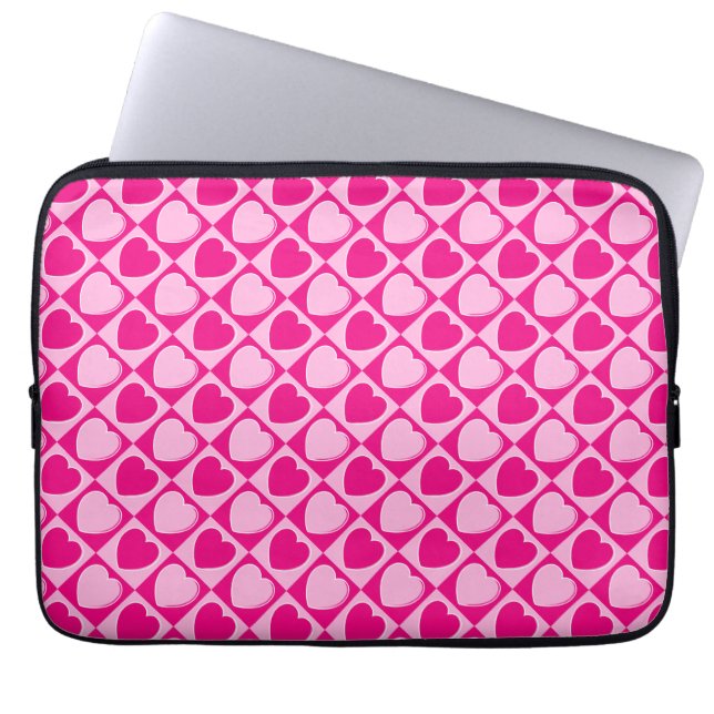 Rosa Herzmuster Laptopschutzhülle (Vorderseite)