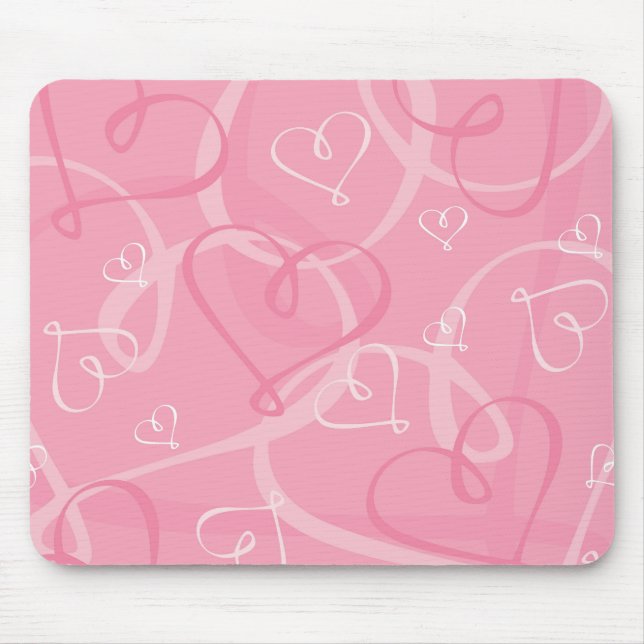 rosa Herzmuster Mousepad (Vorne)