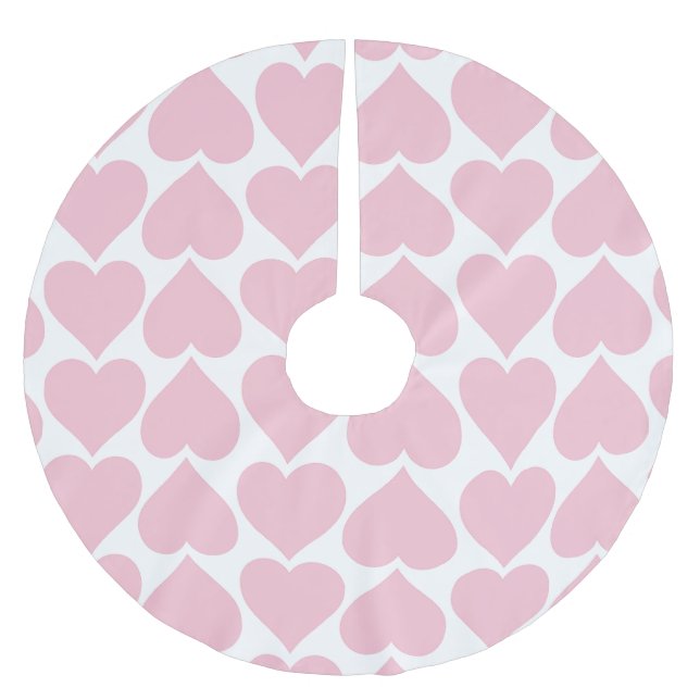 Rosa Herzmuster, Romantik, Liebe Polyester Weihnachtsbaumdecke (Vorderseite)