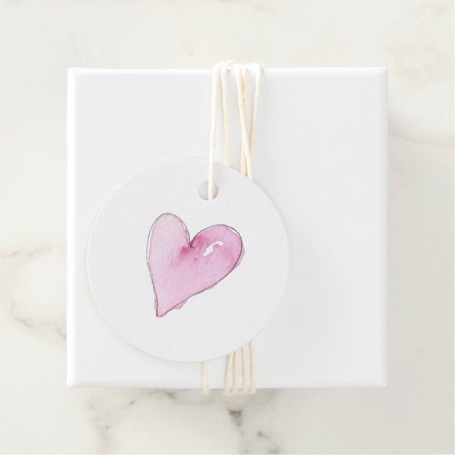 Rosa Herzmuster Wasserfarben Süße Liebe Zeitlos Geschenkanhänger (Beispiel)