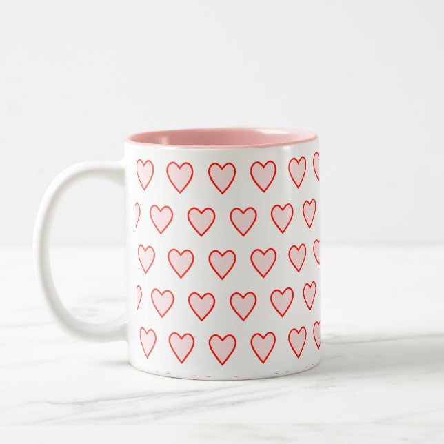 rosa Herzmuster Zweifarbige Tasse (Links)