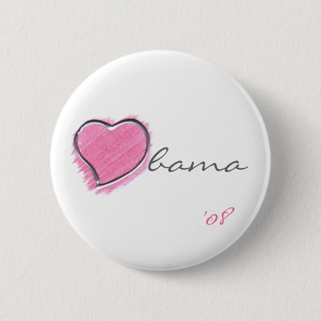 Rosa Herzobama-Knopf Button (Vorderseite)