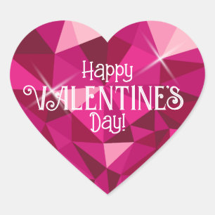 Rosa Herzstein Valentinstag-Aufkleber Herz-Aufkleber