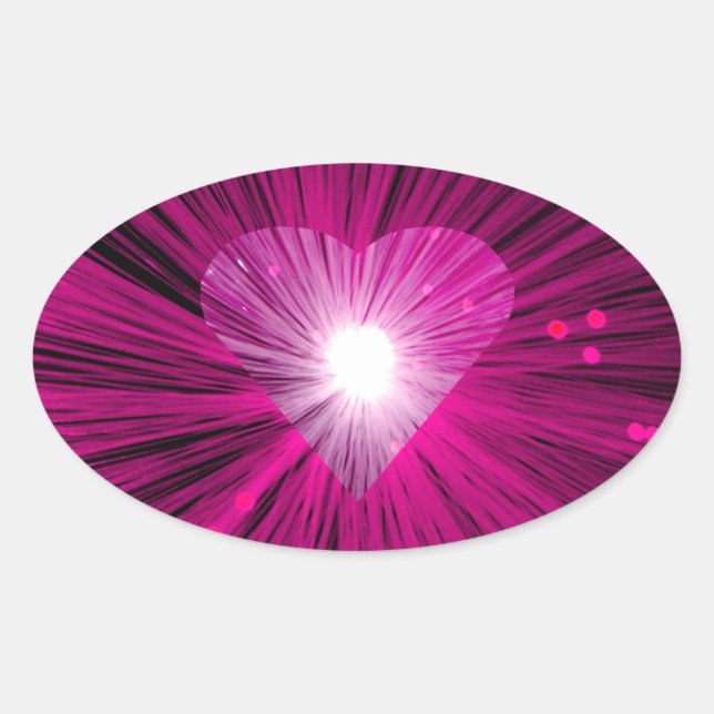 Rosa Herzstich oval Ovaler Aufkleber (Vorderseite)