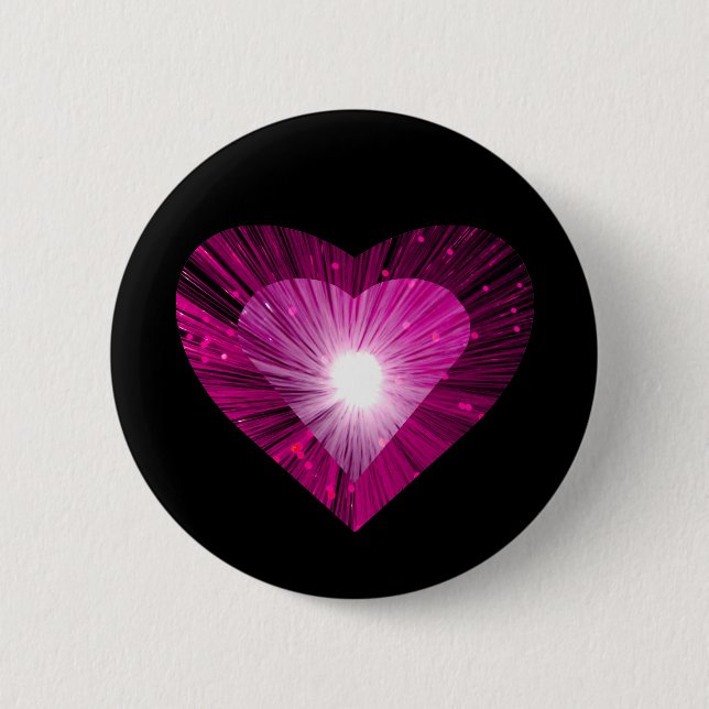Rosa Herztaste "Herz" rund schwarz Button (Vorderseite)