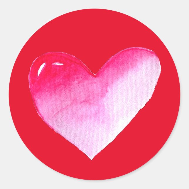 Rosa Herzvalentin Pop Kunst Runder Aufkleber (Vorderseite)