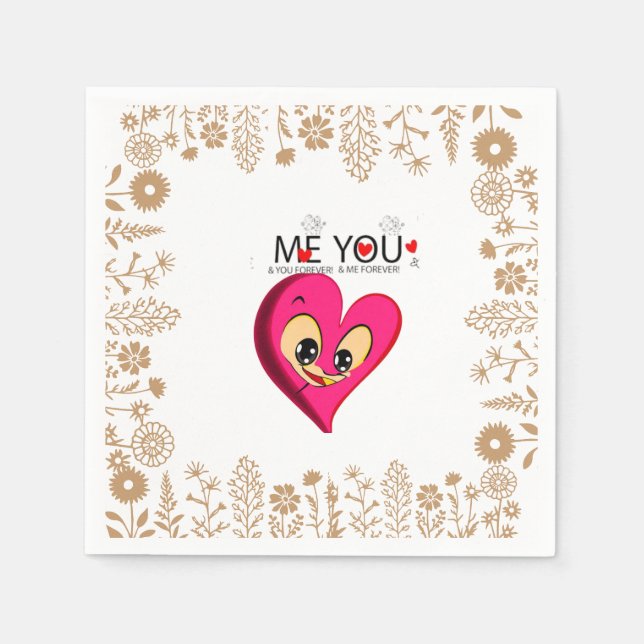 rosa Herzvalentin Serviette (Vorderseite)