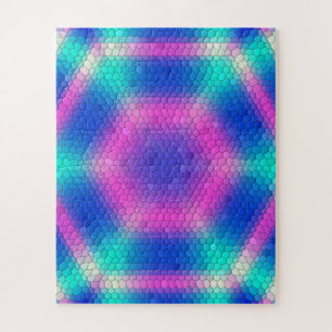 Rosa Hexagon Mosaik auf blauem Gradient