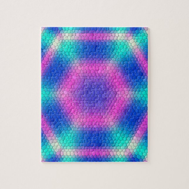 Rosa Hexagon Mosaik auf blauem Gradient (Vertikal)