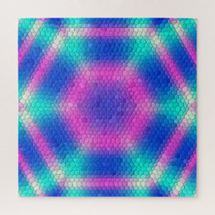 Rosa Hexagon Mosaik auf blauem Gradient