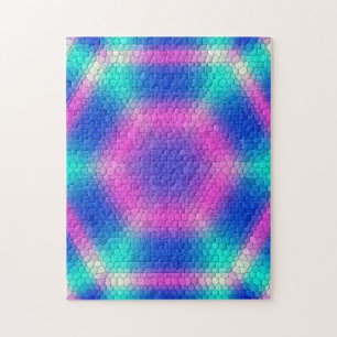 Rosa Hexagon-Mosaik auf blauem Hintergrund
