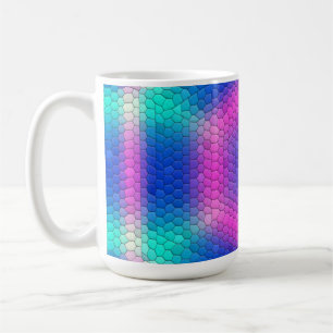 Rosa Hexagon-Mosaik auf blauem Hintergrund Kaffeetasse