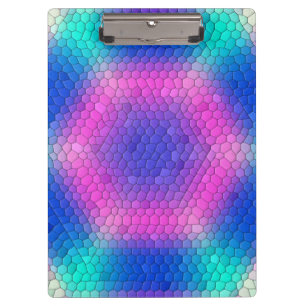 Rosa Hexagon-Mosaik auf blauem Hintergrund Klemmbrett