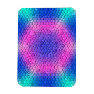 Rosa Hexagon-Mosaik auf blauem Hintergrund Magnet