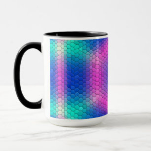 Rosa Hexagon-Mosaik auf blauem Hintergrund Tasse