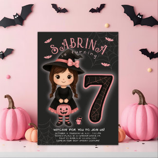 Rosa Hexe Halloween Einladung