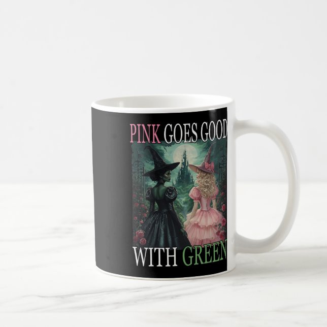 Rosa Hexe wird gut mit grüner Halloween-Hexe Kaffeetasse (Rechts)