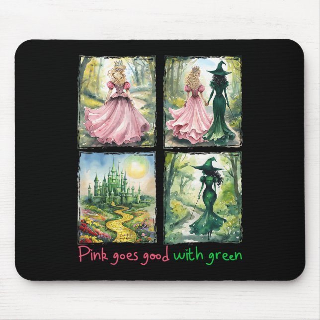 Rosa Hexe wird gut mit grüner Halloween-Hexe Mousepad (Vorne)