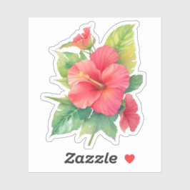 Rosa Hibiskus Aquarell Blume Aufkleber