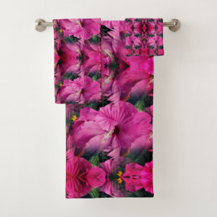 Rosa Hibiskus Blume Abstrakt Badhandtuch Set