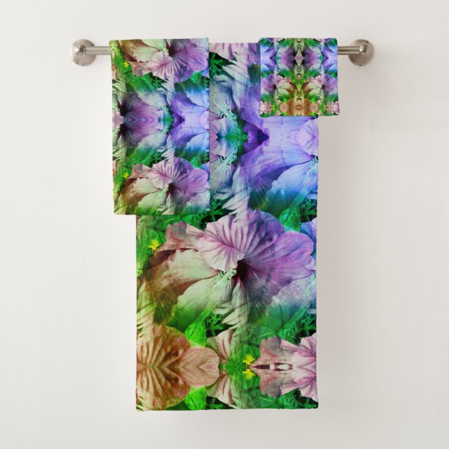 Rosa Hibiskus Blume Abstrakt gestört Badhandtuch Set (Insitu)