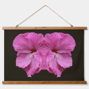 Rosa Hibiskus Blume Abstrakt Wandteppich Mit Holzrahmen