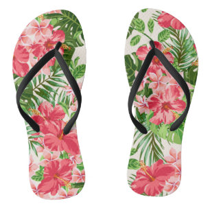 Rosa Hibiskus Blume Blätter Licht Hintergrund Flip Flops