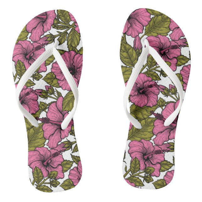 Rosa Hibiskus Blume Flip Flops (Fußbett)