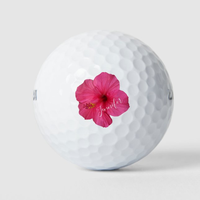 Rosa Hibiskus Blume Flora Tropenname Golfball (Vorderseite)