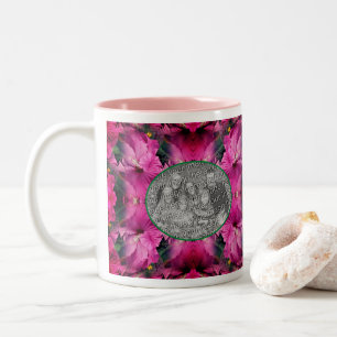 Rosa Hibiskus Blume Rahmen erstellen Sie Ihr eigen Zweifarbige Tasse