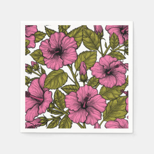 Rosa Hibiskus Blume Serviette