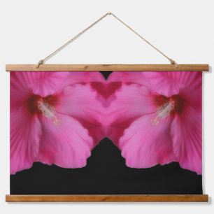 Rosa Hibiskus Blume Spirotiert Abstrakt Wandteppich Mit Holzrahmen