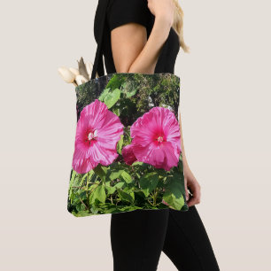 Rosa Hibiskus-Blumen-Kordelzug-Rucksack Tasche