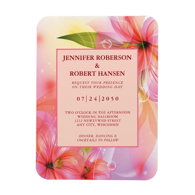 Rosa Hibiskus Blumenzwiebeln Flexible Einladung Magnet (Vertikal)