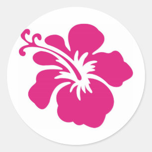 Rosa Hibiskus Design Runder Aufkleber