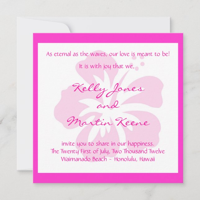 Rosa Hibiskus Einladung (Vorderseite)