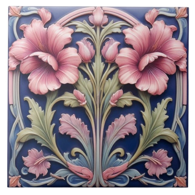 Rosa Hibiskus Fliese (Vorderseite)