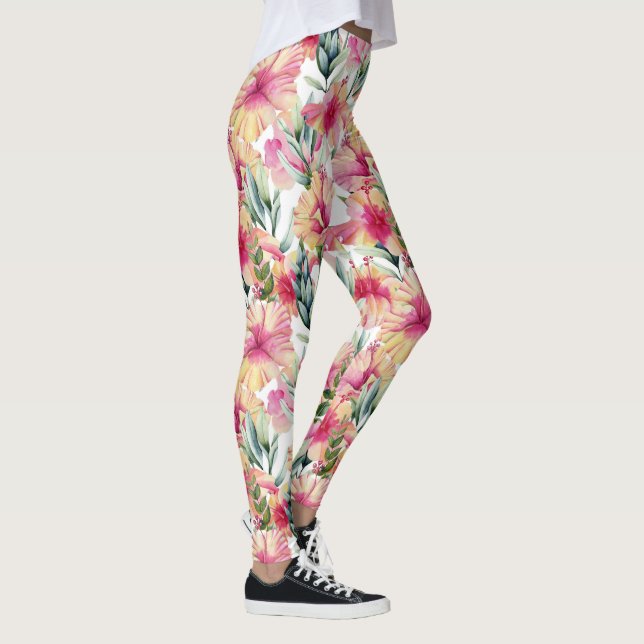Rosa Hibiskus Garden Leggings (Rechts)