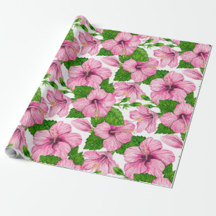 Rosa Hibiskus Geschenkpapier
