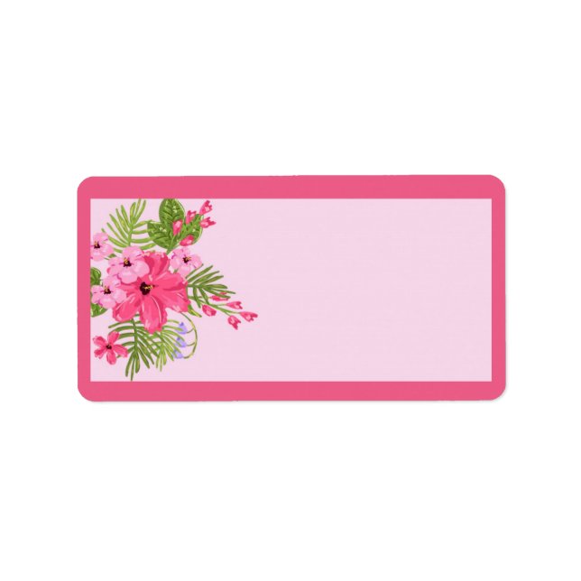 Rosa Hibiskus Hawaiian Mailadresse Label Adressaufkleber (Vorne)