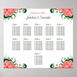 Rosa Hibiskus Hochzeit 11 Tische Sitzkarten Poster