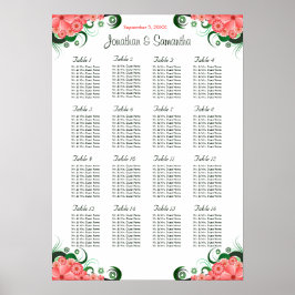 Rosa Hibiskus Hochzeit 16 Tische Sitzkarten Poster
